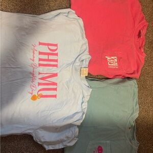 Phi Mu T-Shirts - Pink, Light Blue, Teal